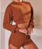the keeper comfy shorts & long sleeve jogger cropped top SET BRICK
